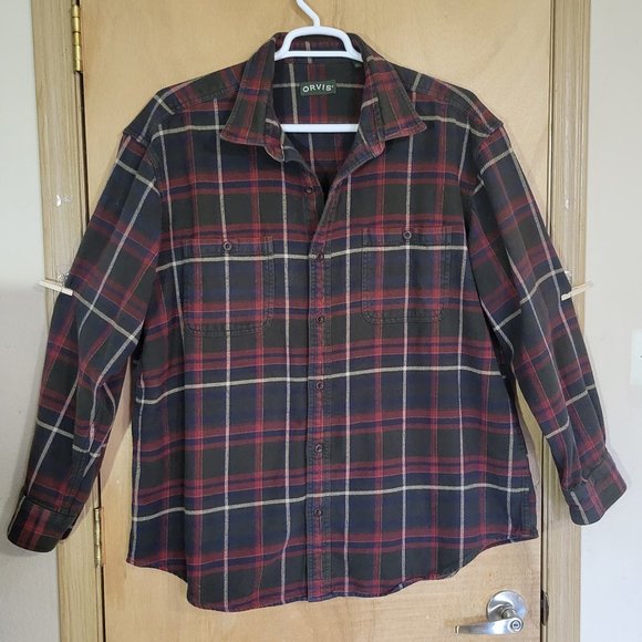 Orvis XXL Button Up Shirt Long Sleeve Plaid Perfect Flannel - Picture 1 of 5